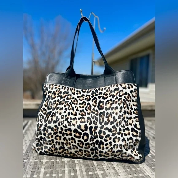 Boden Sherborne Leopard Print Cowhide Leather Tote Bag NWOT plus Dustbag - Picture 3 of 16